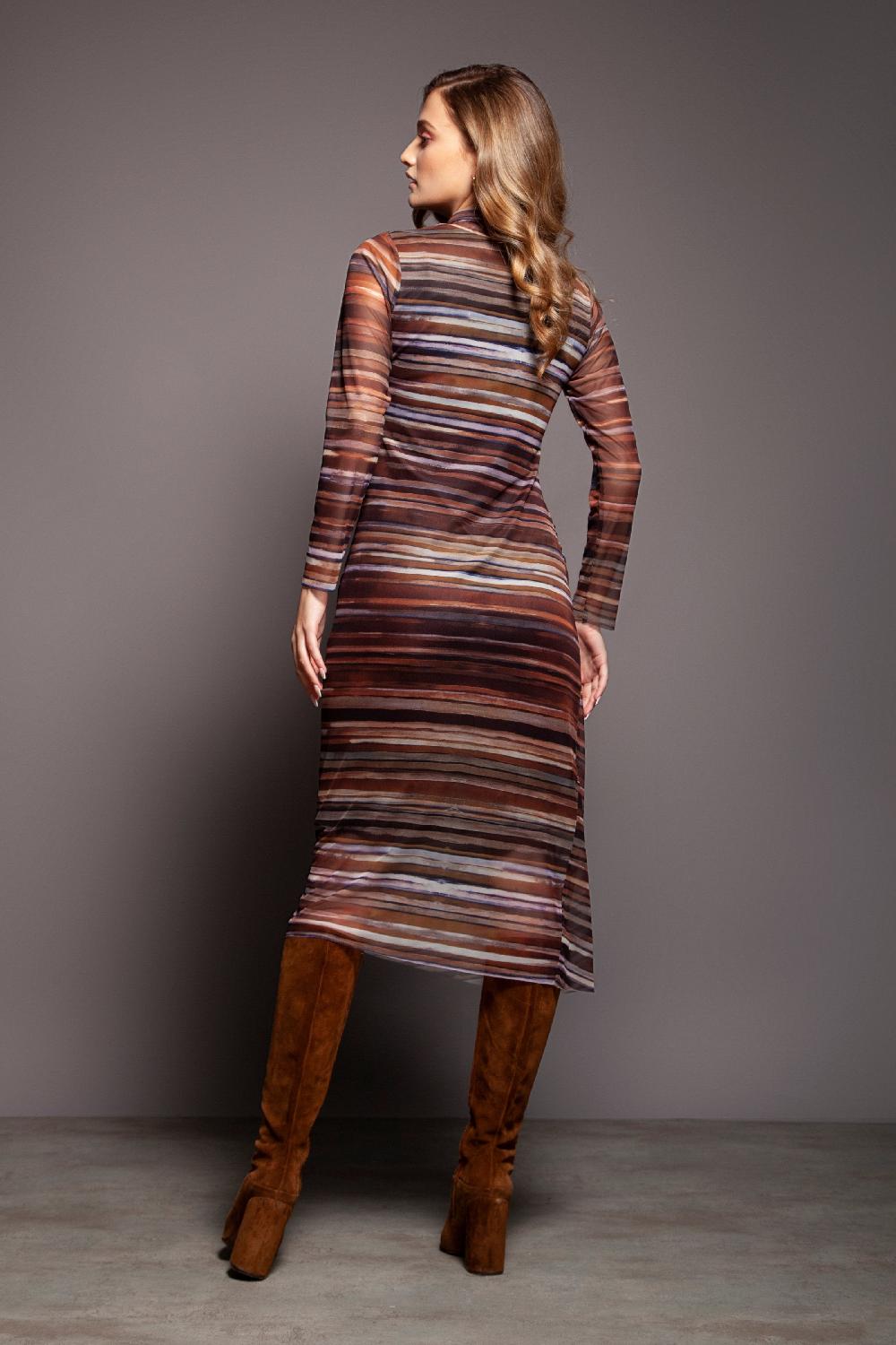 Lolitas&l Vestido Punto De Rayas Largo En Tonos Tierra Lolitas&L