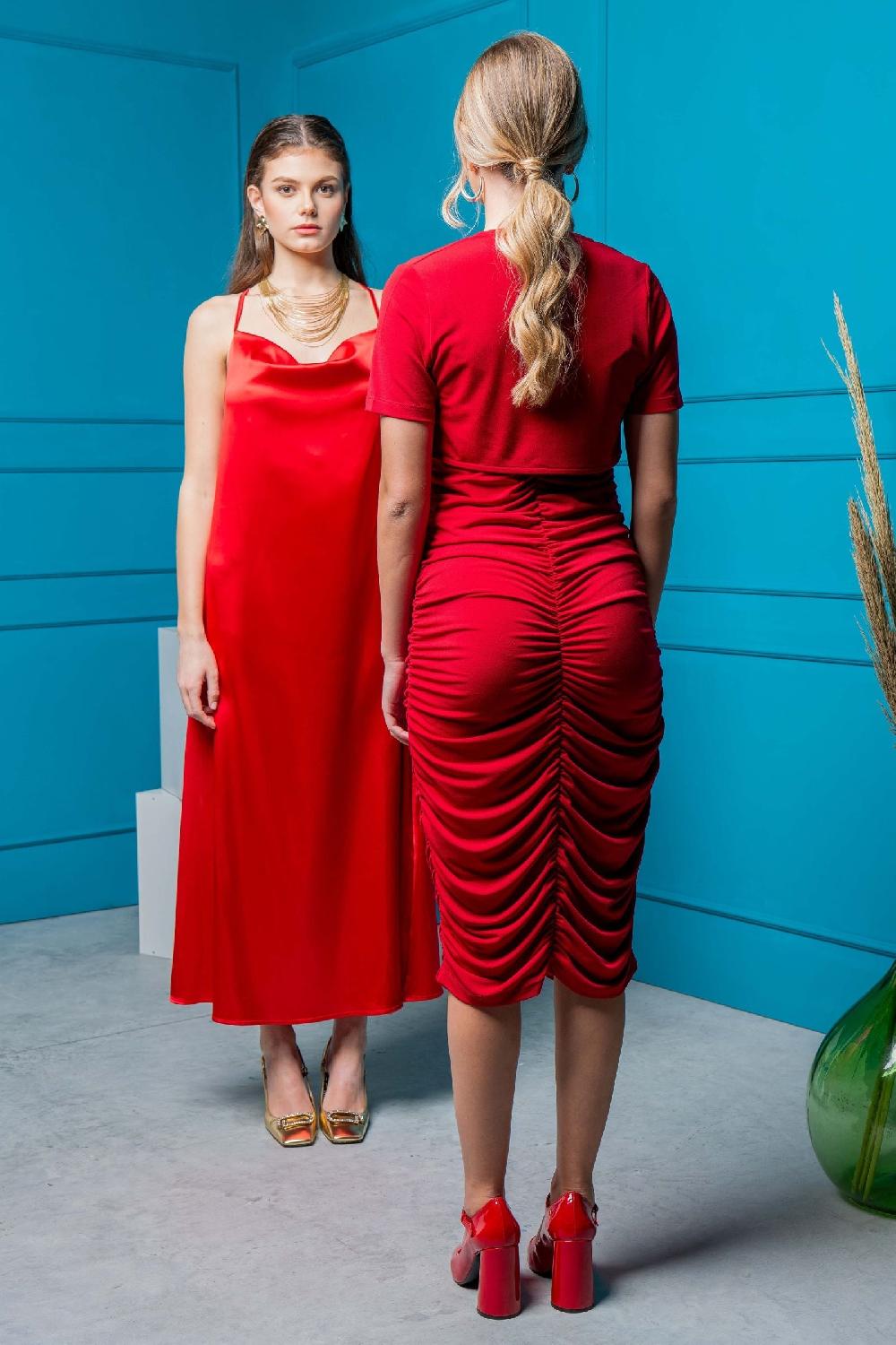 Lolitas&l Vestido Rojo Largo Tirantes Frunce Con Torera LolitasyL