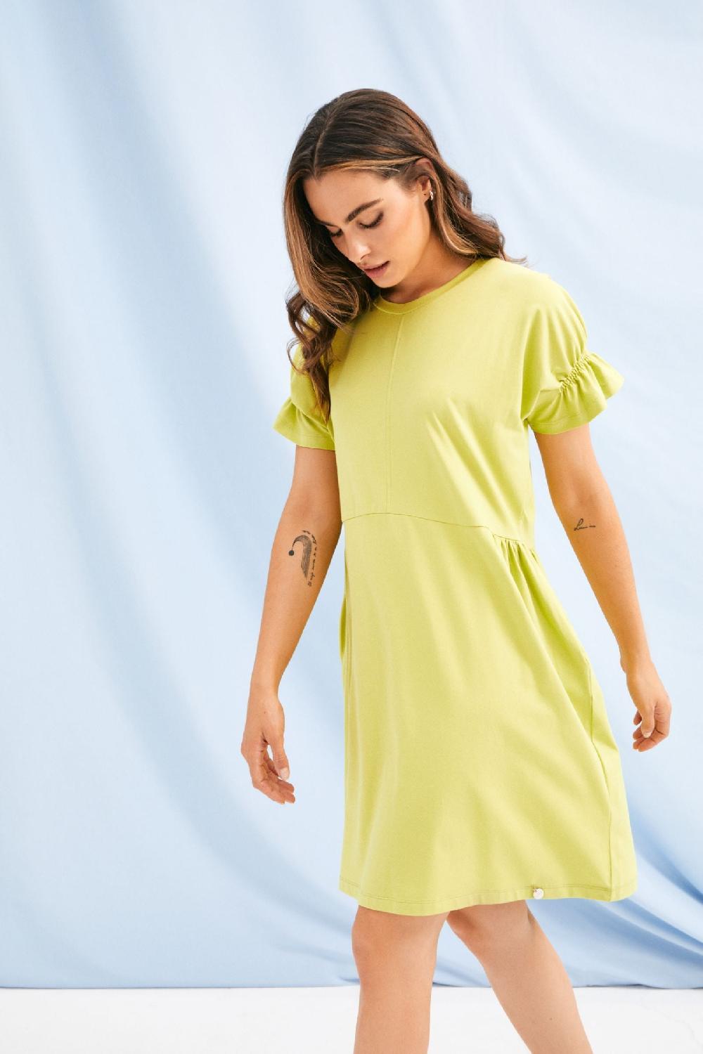 Lolitas&l Vestido Verde Acido Corto Con Bolsillos Lolitas&L