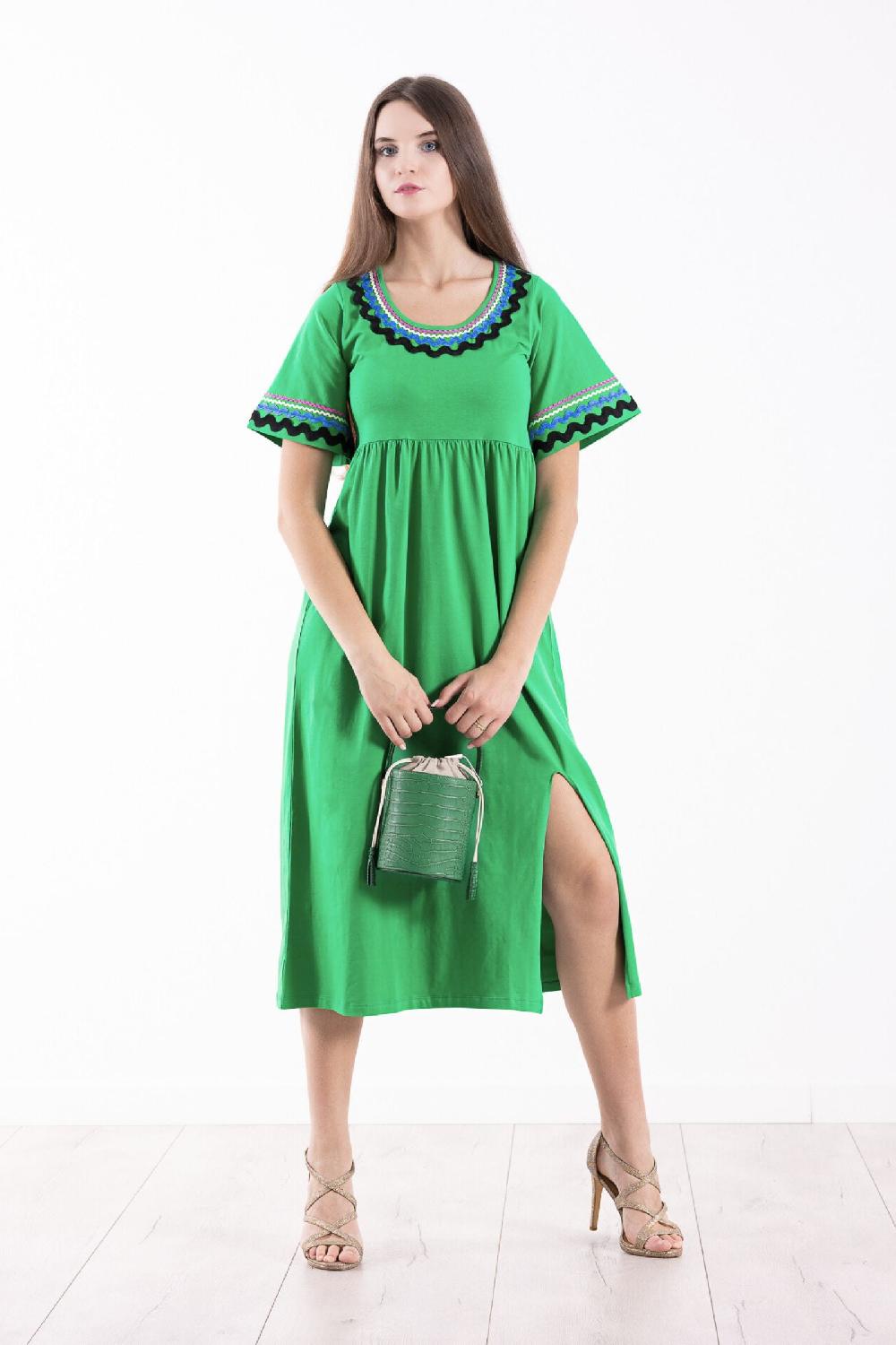 Lolitas&l Vestido Verde Algodon Largo Con Picunela Lolitas&L