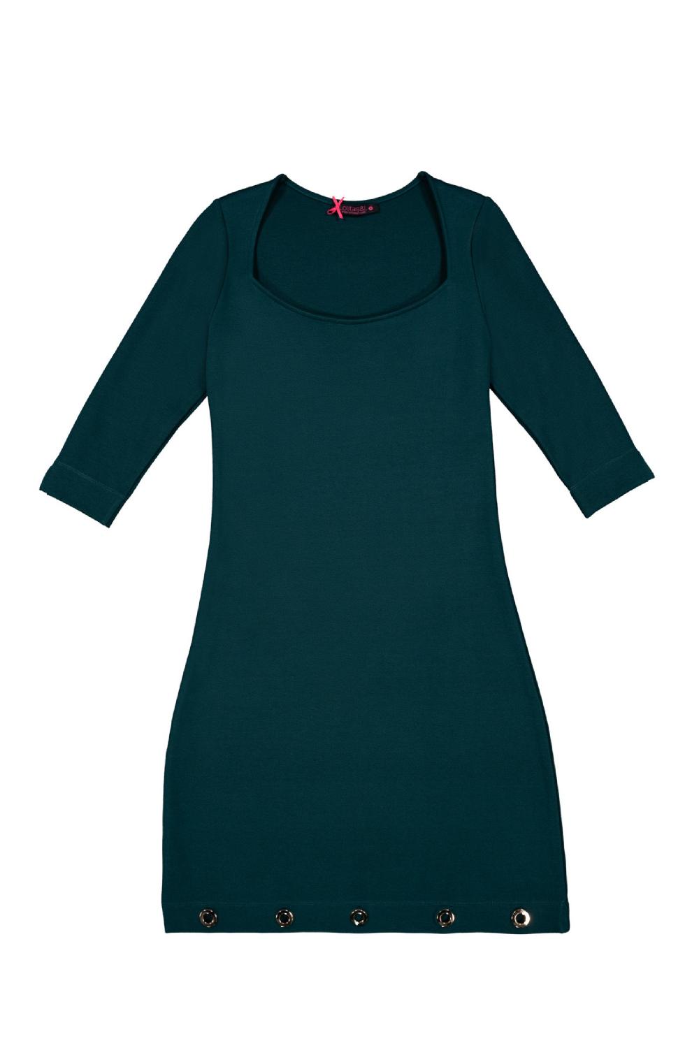 Lolitas&l Vestido Verde Billar Ajustado Detalle Dorado Lolitas&L