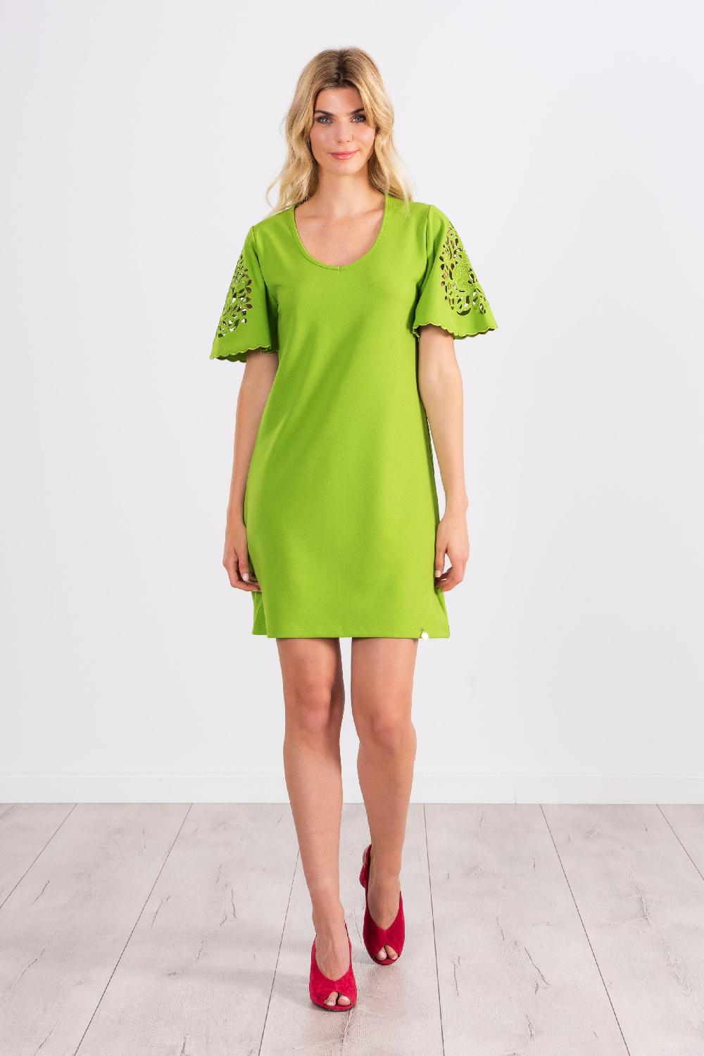 lolitas&l Vestido Verde corto con bordado en manga al codo LolitasyL