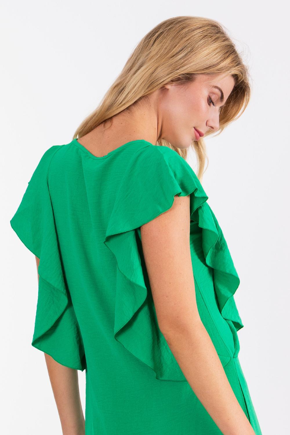 Lolitas&l Vestido Verde Manzana Corto Con Volantes LolitasyL