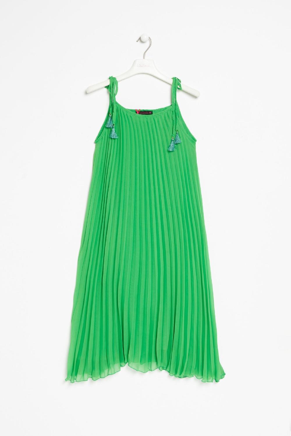 Lolitas&l Vestido Verde Plisado De Tirantes LolitasyL