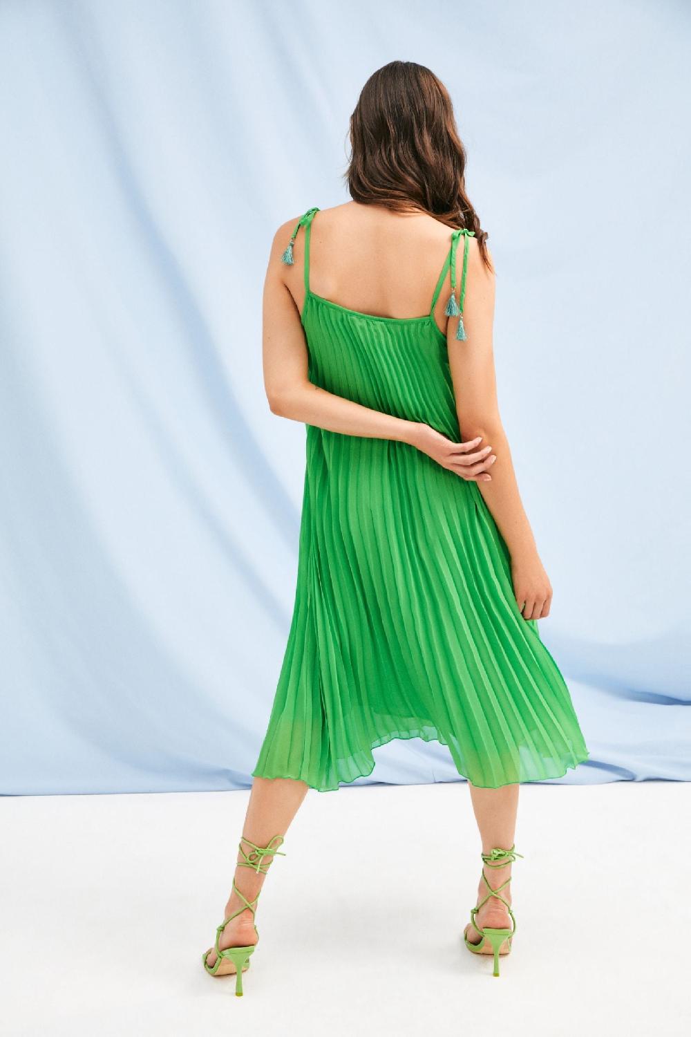 Lolitas&l Vestido Verde Plisado De Tirantes LolitasyL