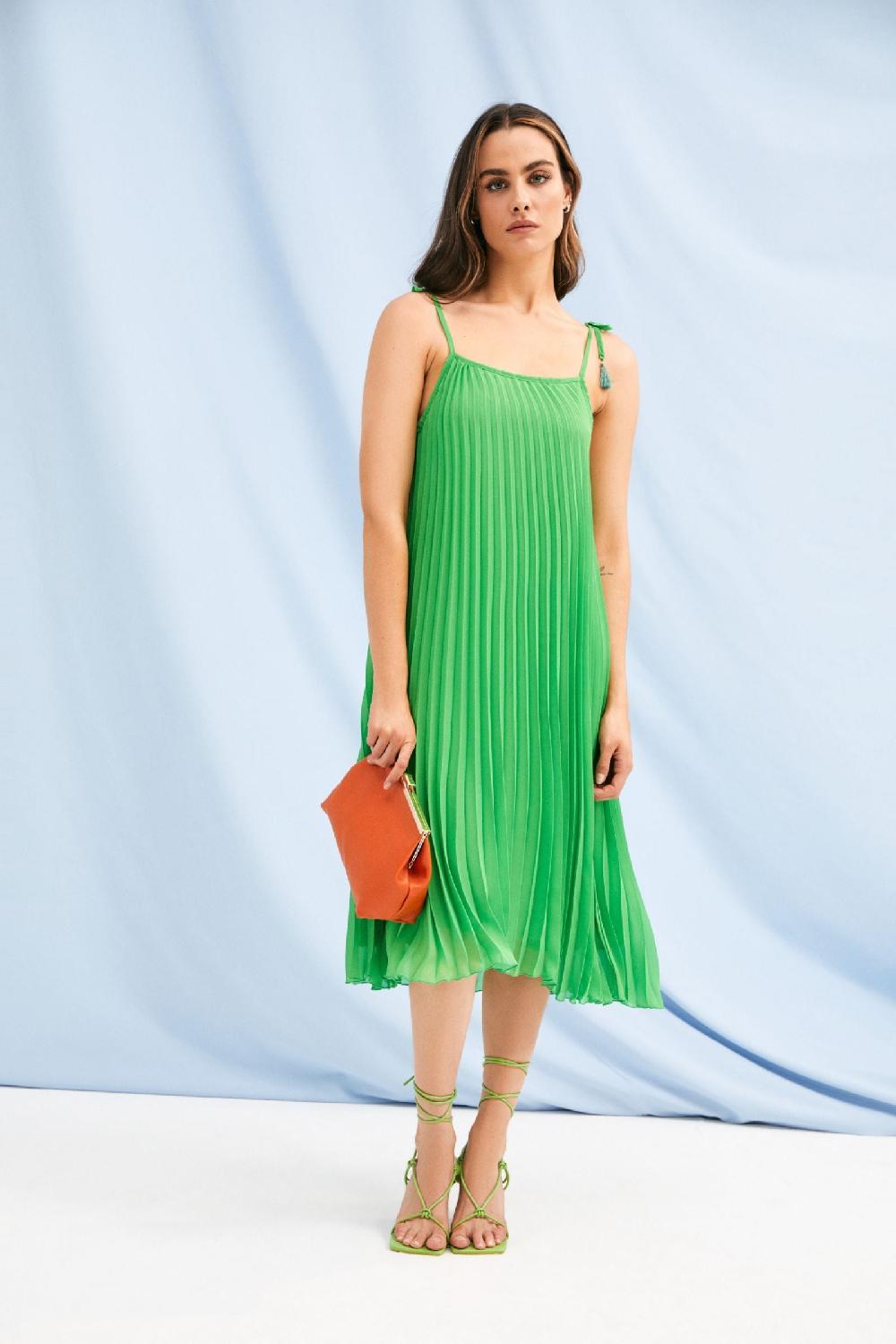 Lolitas&l Vestido Verde Plisado De Tirantes LolitasyL