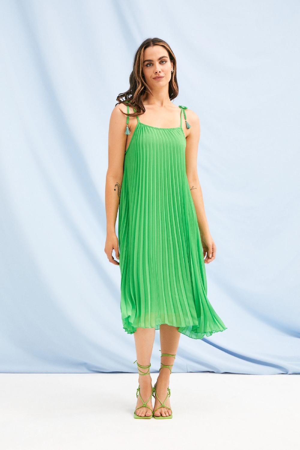 lolitas&l Vestido verde plisado de tirantes LolitasyL