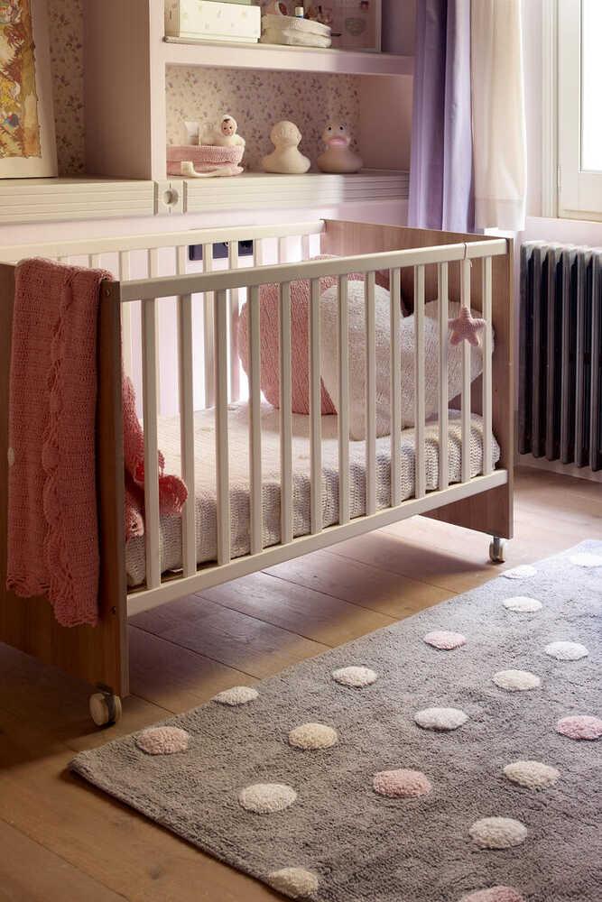 Lorena Canals ALFOMBRA LAVABLE TRICOLOR LUNARES GRIS-ROSA