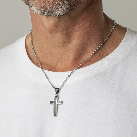 Lotus COLLAR CRUZ LOTUS STYLE MEN IN BLACK LS2105-1/2 ACERO HOMBRE