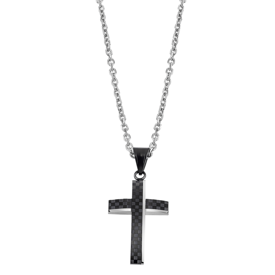 lotus COLLAR CRUZ LOTUS STYLE MEN IN BLACK LS2105-1/2 ACERO HOMBRE