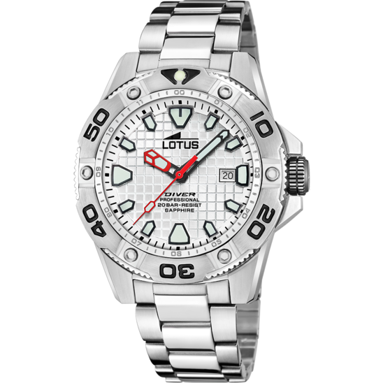 lotus RELOJ LOTUS DIVER 18929/A BLANCO CORREA DE ACERO INOXIDABLE 316L HOMBRE
