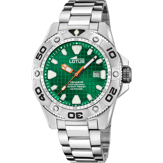 lotus RELOJ LOTUS DIVER 18929/C VERDE CORREA DE ACERO INOXIDABLE 316L HOMBRE