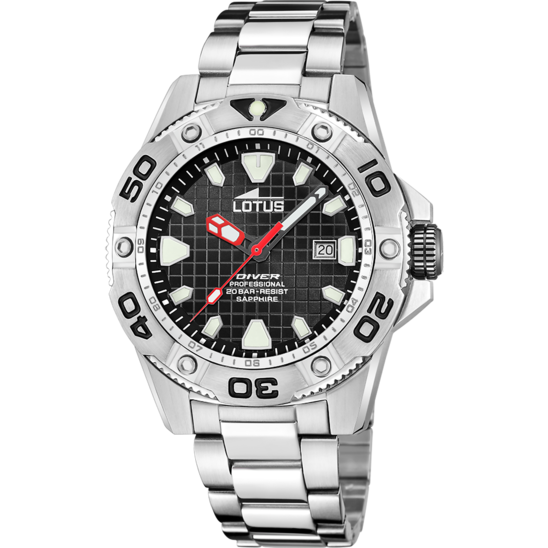 lotus RELOJ LOTUS DIVER 18929/D NEGRO CORREA DE ACERO INOXIDABLE 316L HOMBRE