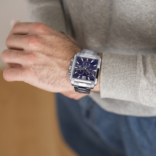 Lotus RELOJ LOTUS SQUARE SERIES 18850/2 AZUL CORREA DE ACERO INOXIDABLE 316L HOMBRE