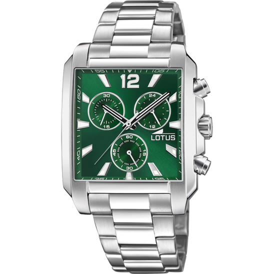 lotus RELOJ LOTUS SQUARE SERIES 18850/3 VERDE CORREA DE ACERO INOXIDABLE 316L HOMBRE