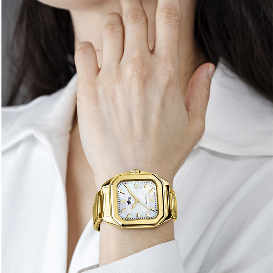 Lotus RELOJ LOTUS SQUARE SERIES 18970/2 BEIGE CORREA DE ACERO INOXIDABLE 316L MUJER