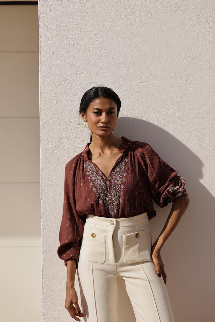 luna llena Blusa bordada Suzanne Colección Fez 114EH24 – Luna Llena