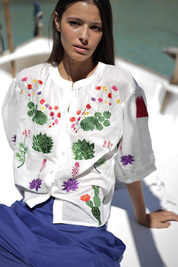 Luna Llena Blusa Sabrina Bordado Cactus CA30 – Luna Llena