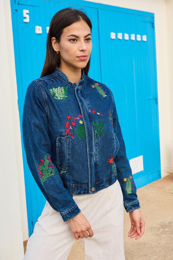 luna llena Chaqueta Aliyah bordado cactus CA34 – Luna Llena