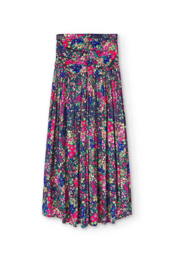 Luna Llena Falda Larga Multicolor Estampado Multiflower AL320 – Luna Llena
