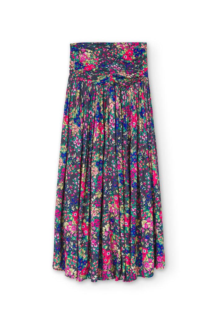 luna llena Falda larga multicolor Estampado Multiflower AL320 – Luna Llena