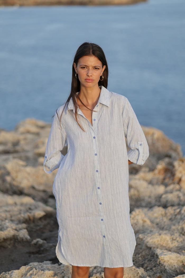 Luna Llena Vestido Camisero Isabella Estampado Hamptons RY195 – Luna Llena