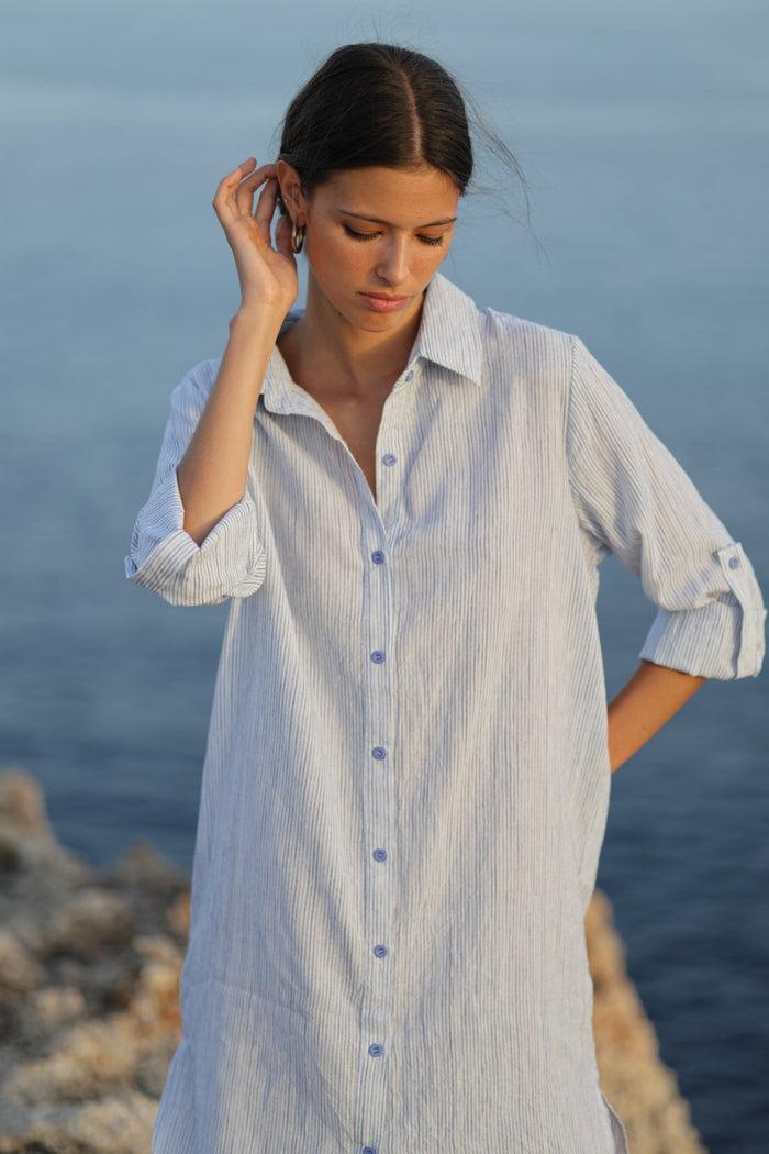 luna llena Vestido camisero Isabella Estampado Hamptons RY195 – Luna Llena