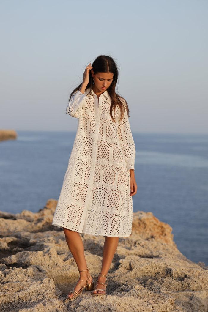 Luna Llena Vestido Camisero Miami Bordado PX808 – Luna Llena