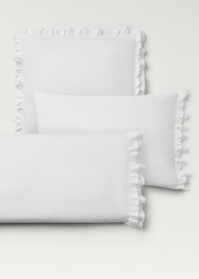 Mango Funda Almohada Algodón Lavado Volante Lino 50x75 Cm