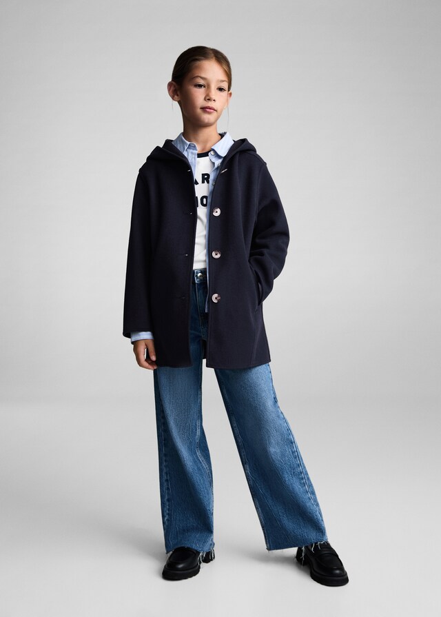 Mango Abrigo Capucha Botones