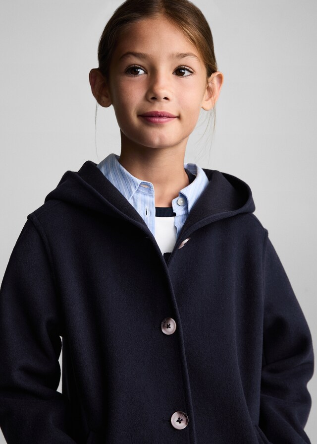 Mango Abrigo Capucha Botones