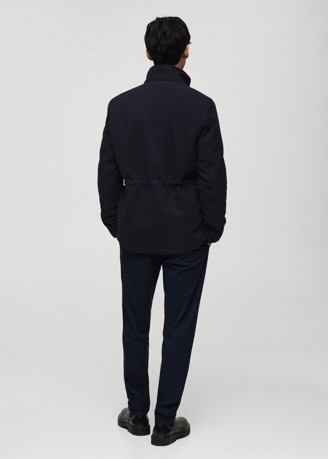 Mango Abrigo Lana Interior Acolchado