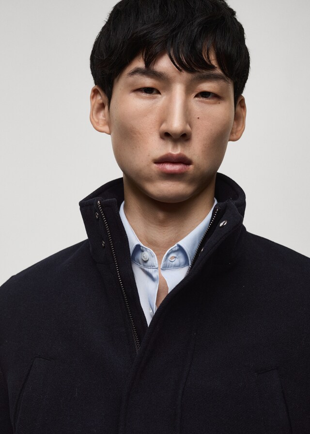 Mango Abrigo Lana Interior Acolchado