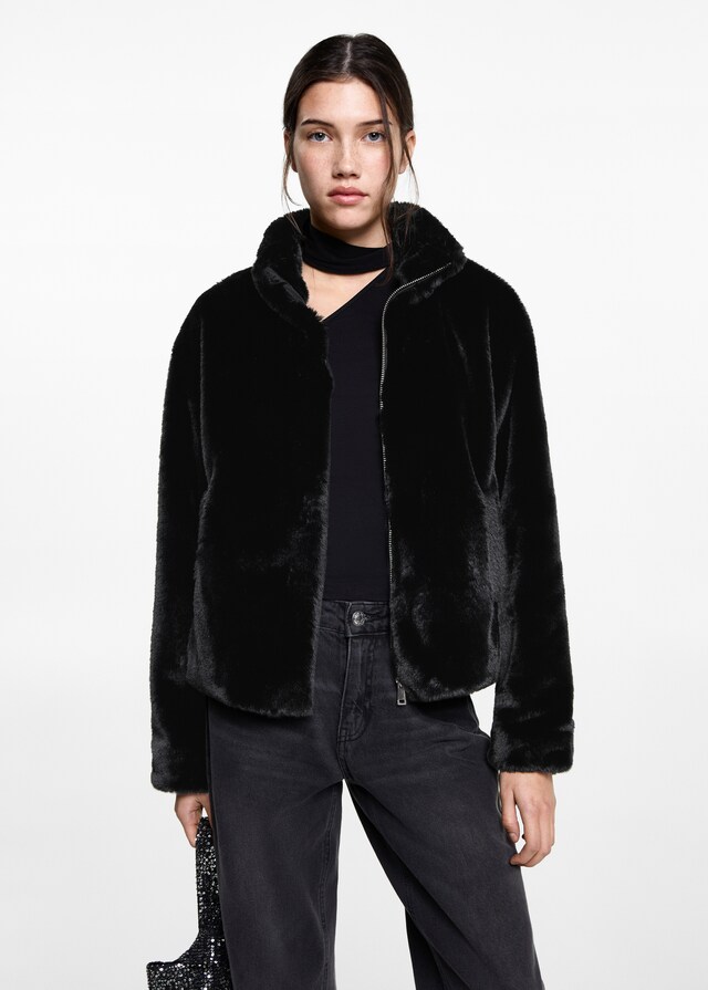 mango Abrigo pelo cremallera