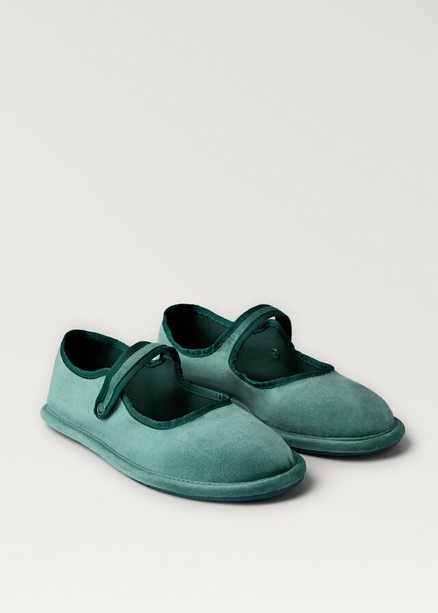 mango Bailarinas velour con hebilla