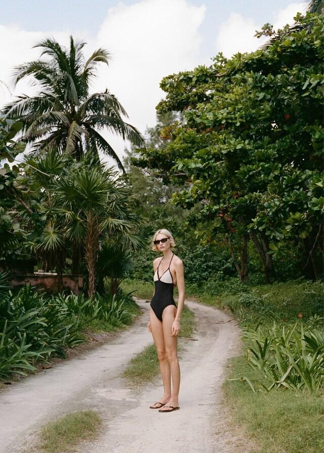 Mango Bañador Tejido Combinado Aplique Crochet