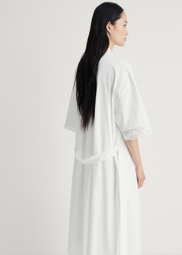 Mango Bata Algodón Detalle Puntilla