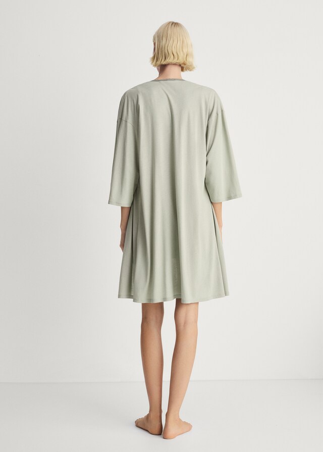 Mango Bata Algodón Puntilla Contratono