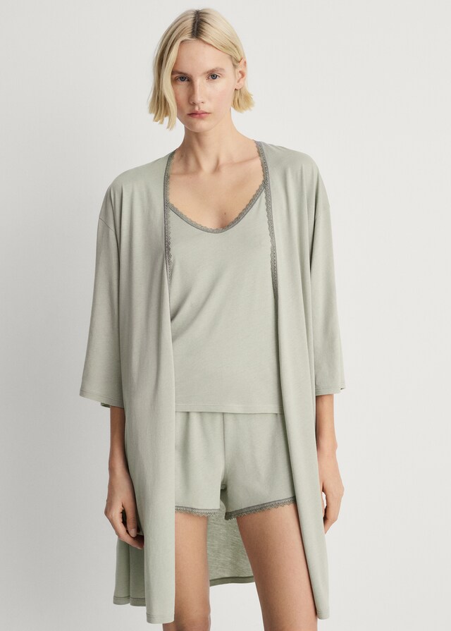 mango Bata algodón puntilla contratono