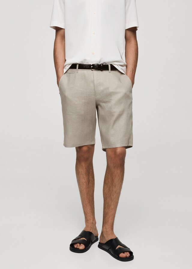 mango Bermudas slim fit 100% lino