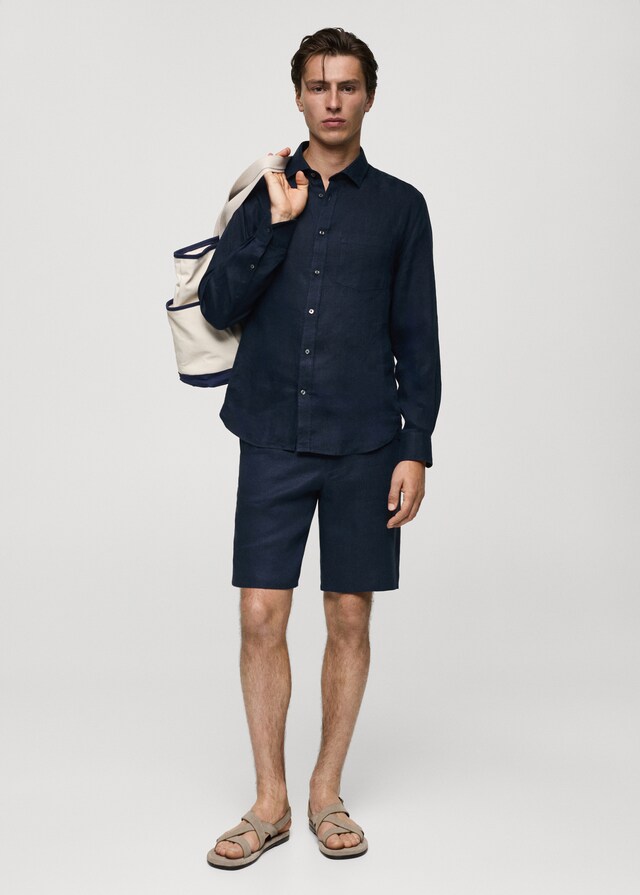 Mango Bermudas Slim Fit 100% Lino