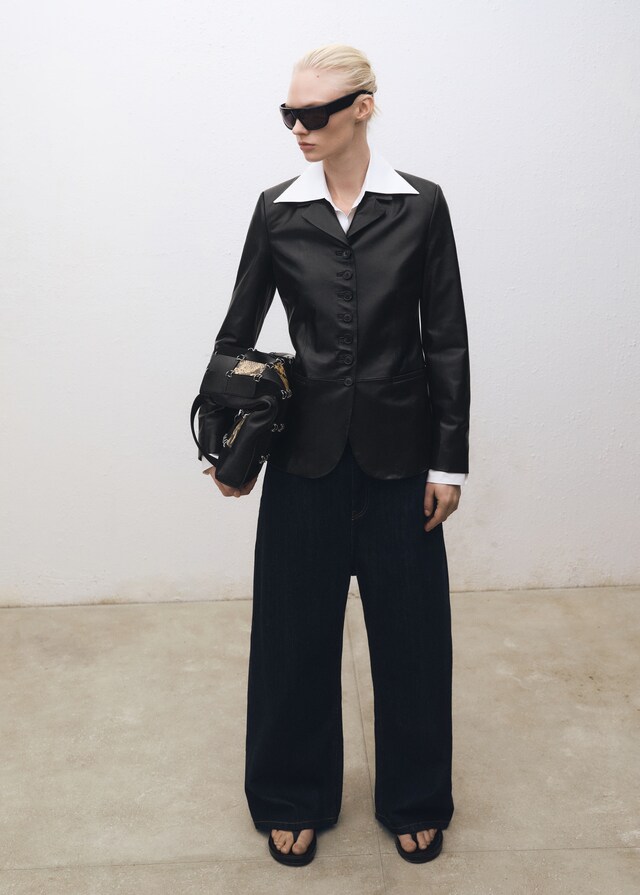 Mango Blazer Piel Botones