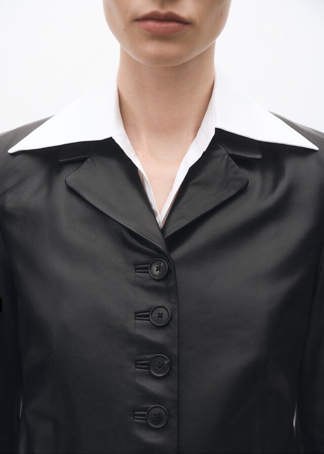 Mango Blazer Piel Botones