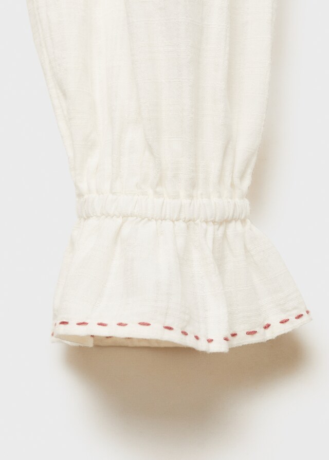 Mango Blusa Algodón Bordados