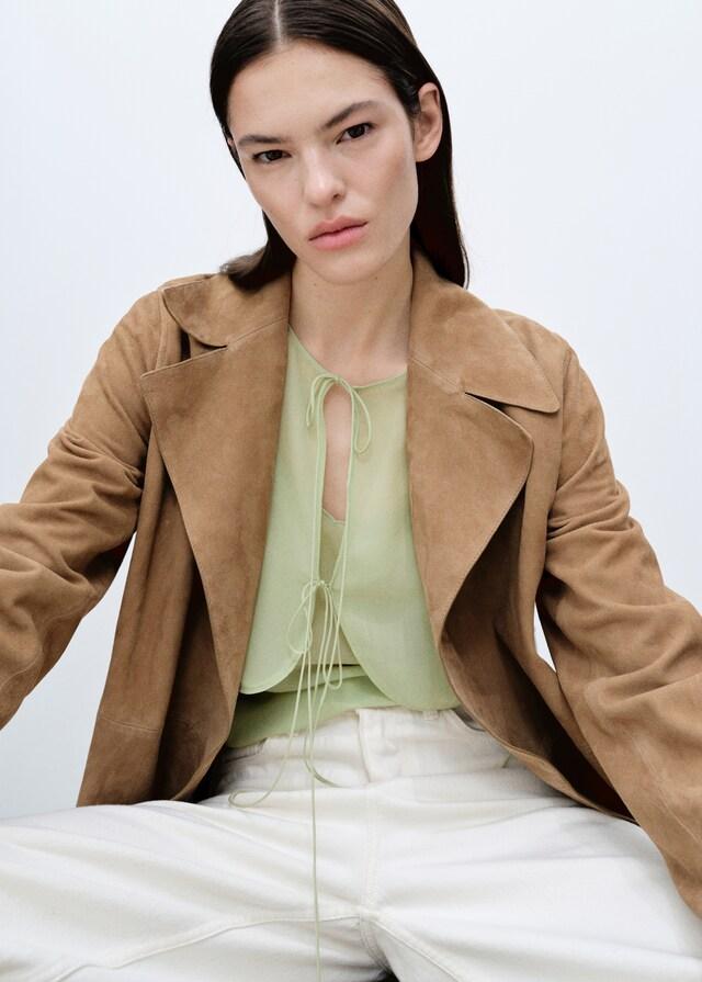 Mango Blusa Combinada Detalle Lazos