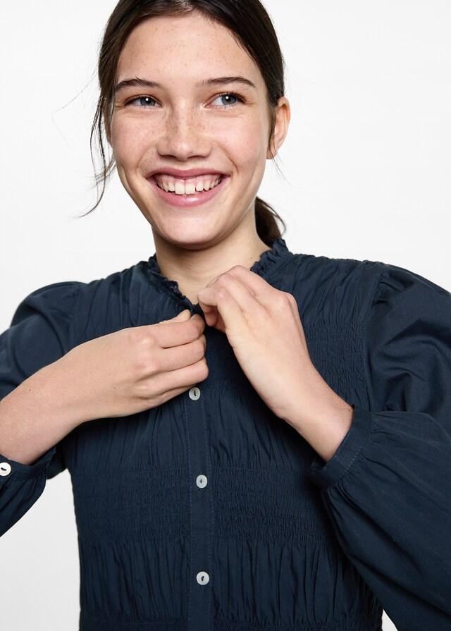 Mango Blusa Fruncida Volante