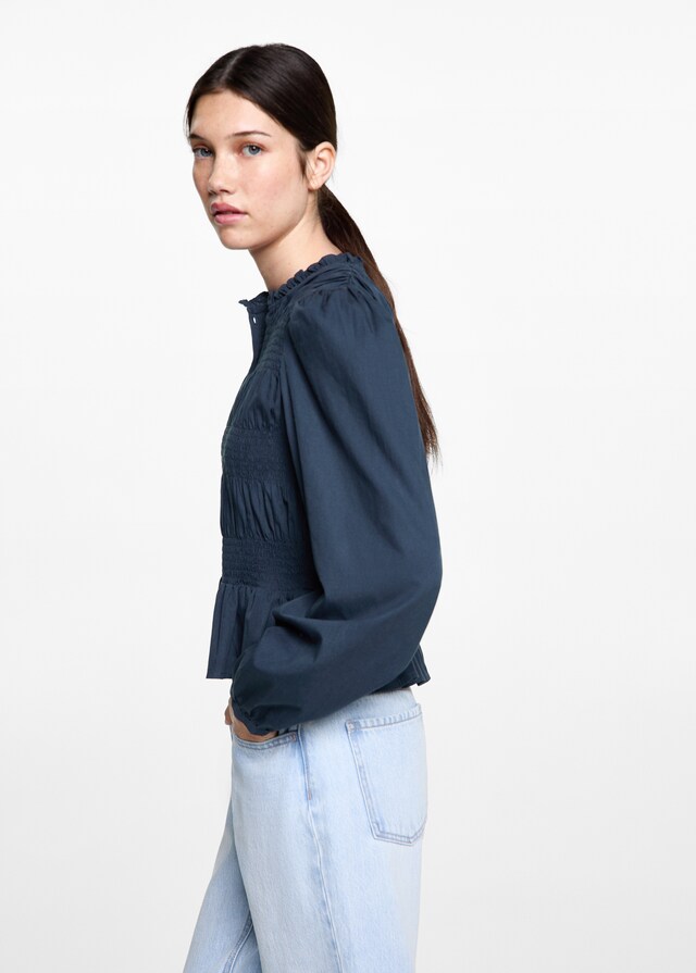 Mango Blusa Fruncida Volante