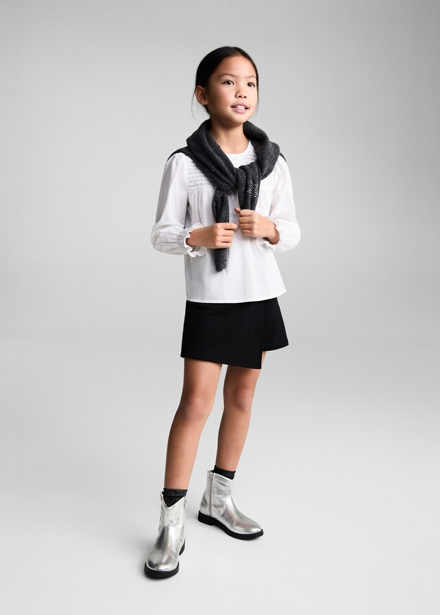 Mango Blusa Plisada Strass