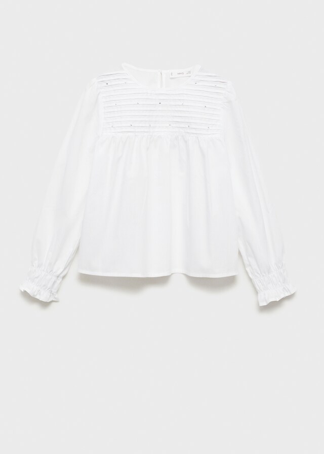 Mango Blusa Plisada Strass