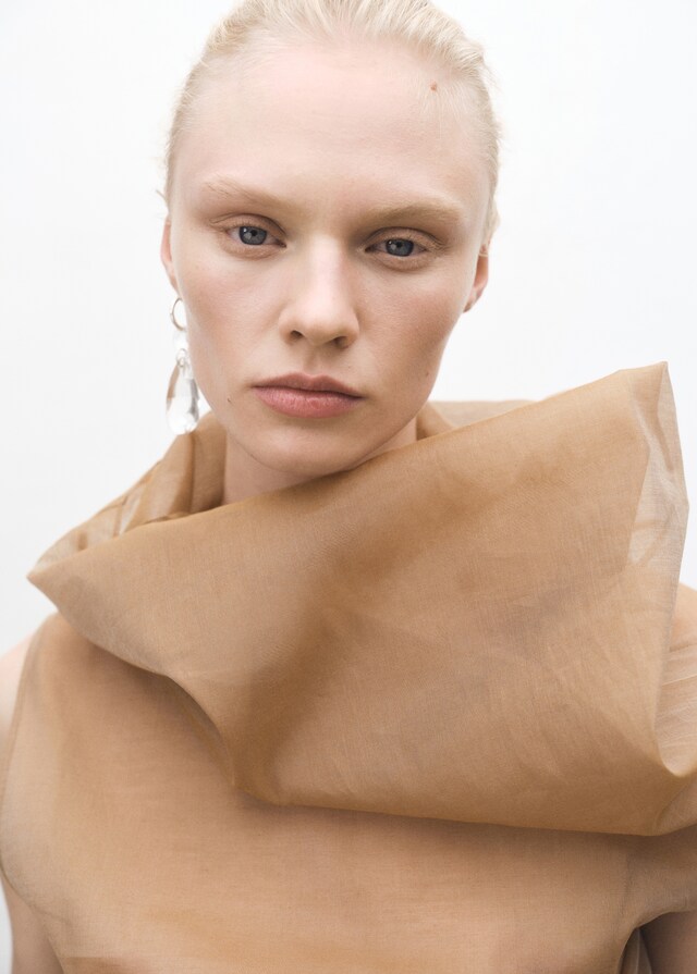 Mango Blusa Seda Cuello Asimétrico